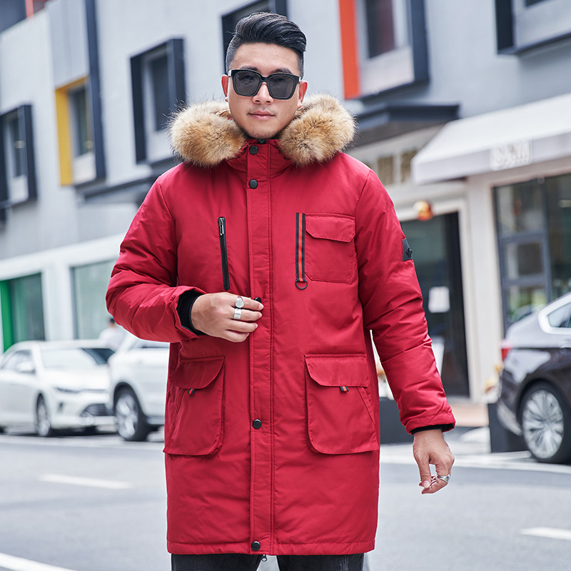 Plus-Sized plus Size Men's down Jacket Weight-Catcher King Size Mid-Length Big Fur Collar Winter Coat Trendy One Piece Dropshipping