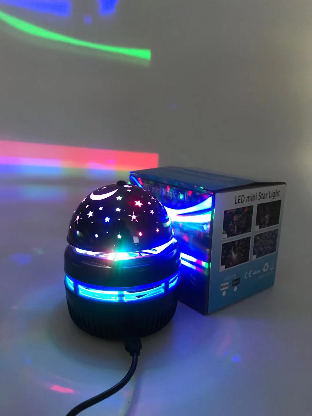 七彩舞台闪光灯 旋转星空投影灯 魔球舞台小夜灯跨境供货一件代发