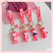 创意潮流动漫粉红豹钥匙扣可爱运动粉红豹子钥匙链男女包包挂件