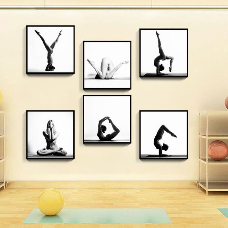 瑜伽馆背景墙面装饰画瑜伽女孩教室图片海报挂画墙壁画人物挂画