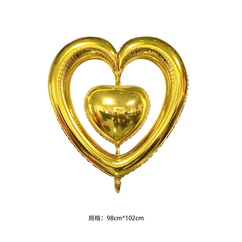 Cross-Border New Arrival Valentine's Day Large Heart-to-Heart Aluminum Balloon Stall Wedding Party Decoration Floating Helium Balloon