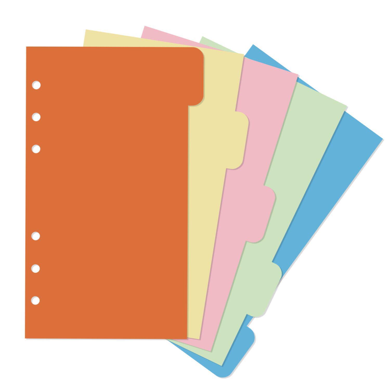 彩色索引卡手账本分隔页a6a5b5a4a7分类页活页本子隔页纸标准6孔