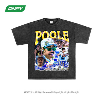 cnpy男装nba球星乔丹普尔印花短袖洗水做旧重磅宽松小领口t恤