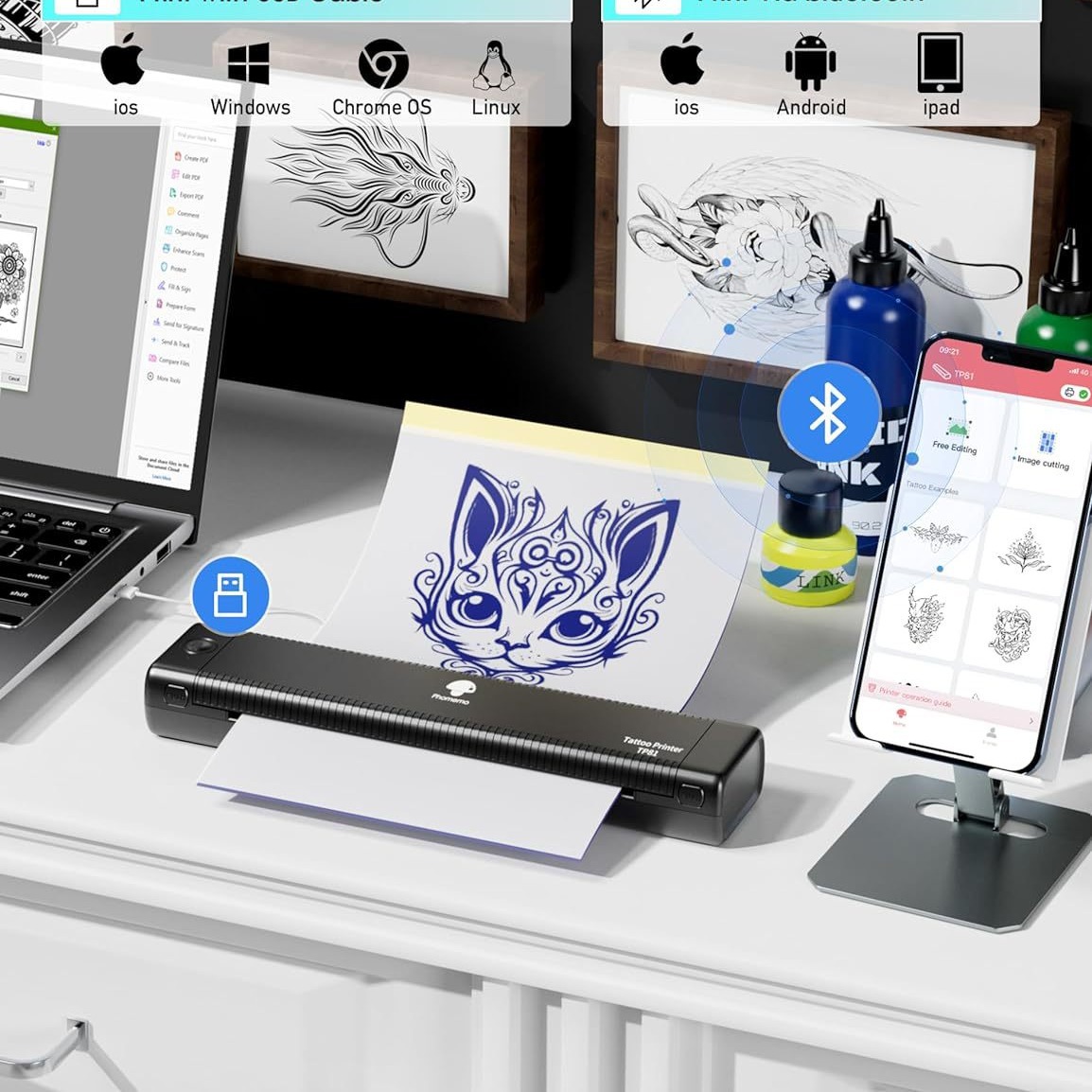 phomemo tp81便携式纹身转印机热敏打印机跨境迷你专用纹身打印机