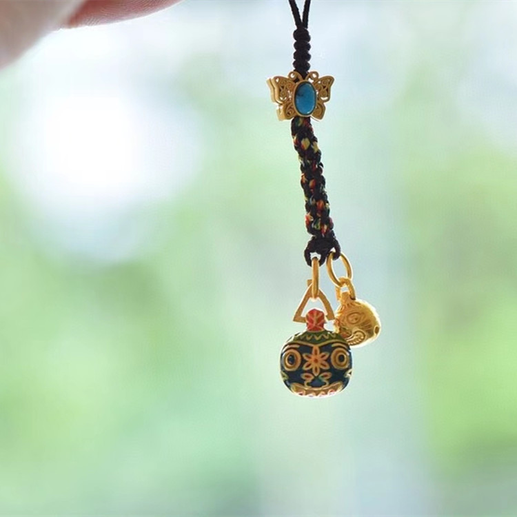 法琳简约手工手机挂件钥匙扣银吞金兽925银 一家三口饰品diy配件