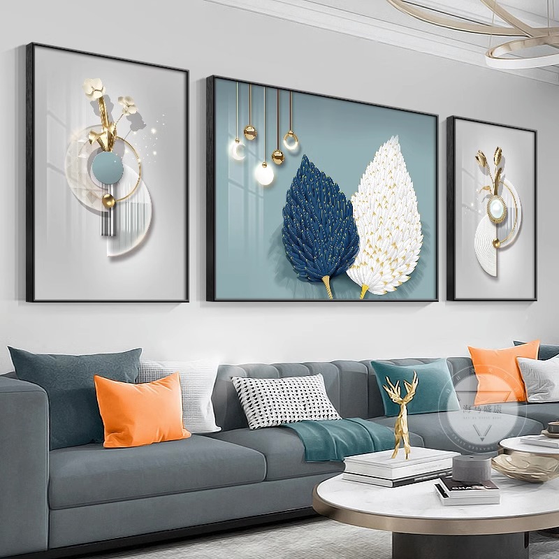 轻奢客厅装饰画大气沙发背景墙挂画高级感抽象三联画现代简约壁画