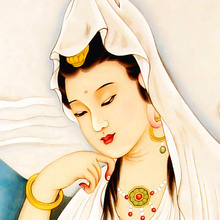 送子观音画像佛像供奉家用祈福挂像图南海观世音图像菩萨卷轴挂画