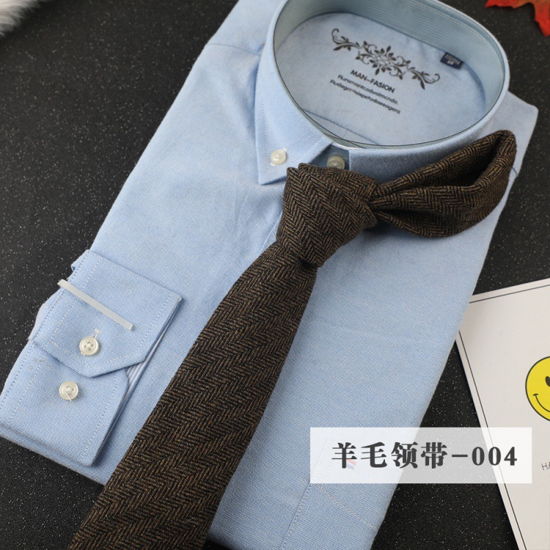 Men's 7cm Woolen Necktie Striped Solid Color Business Work Workplace Casual Formal Wear Direct Supply in Stock