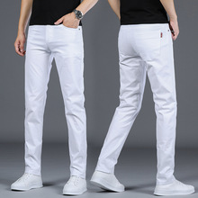 夏季高端轻奢纯棉白色休闲裤子男士韩版潮流直筒薄款长裤2024新款