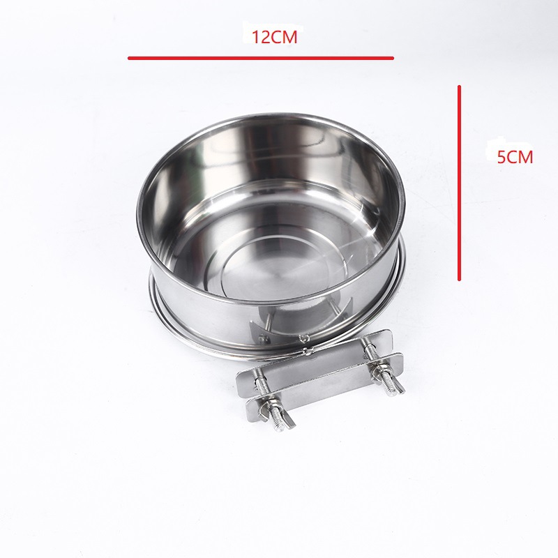 Factory Hot Sale Pet Bowl Pet Supplies Stainless Steel Dog Bowl Dog Cage Hanging Fixed Dog Basin Customized Wholesale