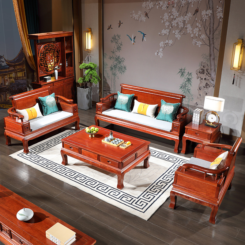 沙发实木 新中式菠萝格木明清古典明式仿古别墅客厅家具套装组合