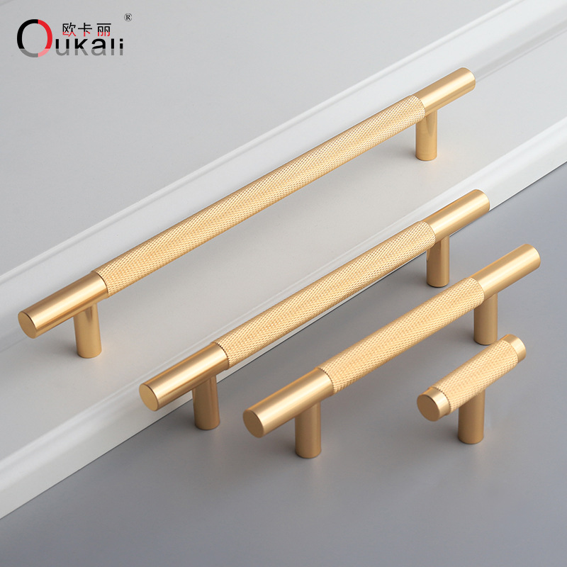 ocali modern minimalist golden cabinet wardrobe door round stick knurling carved aluminum alloy drawer handle