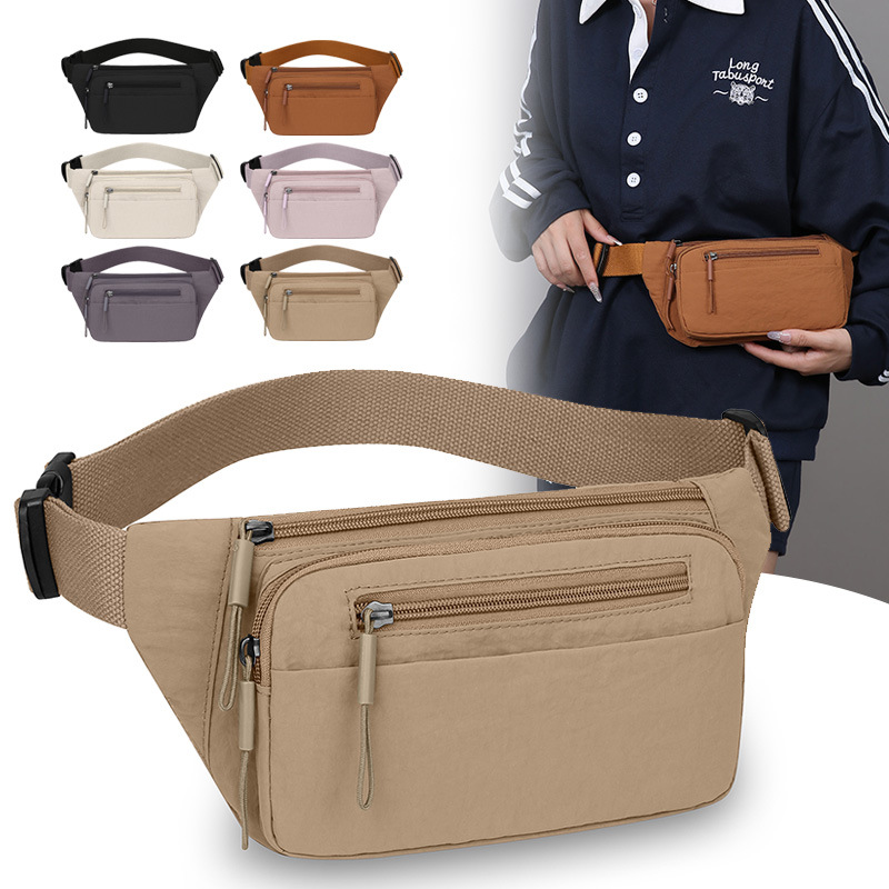多功能手机腰包新款百搭轻便时尚胸包纯色日系户外通勤斜挎单肩包
