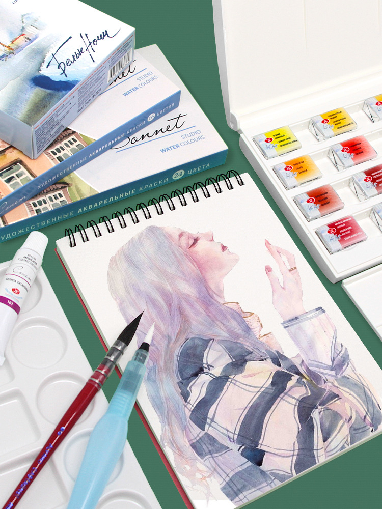 俄罗斯白夜固体水彩套装24色艺术家36色固体颜料16色学生初学者绘