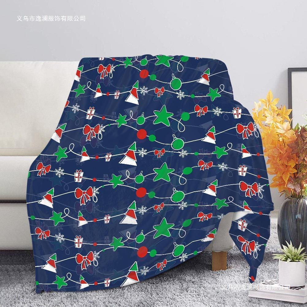 珊瑚绒毯法兰绒圣诞节元素印花办公室午休毛毯学生宿舍毛毯可代发
