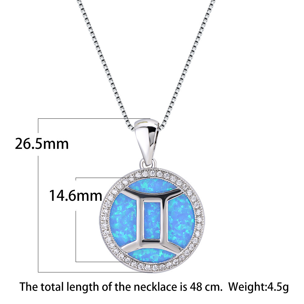 s925澳宝双子座吊坠项链