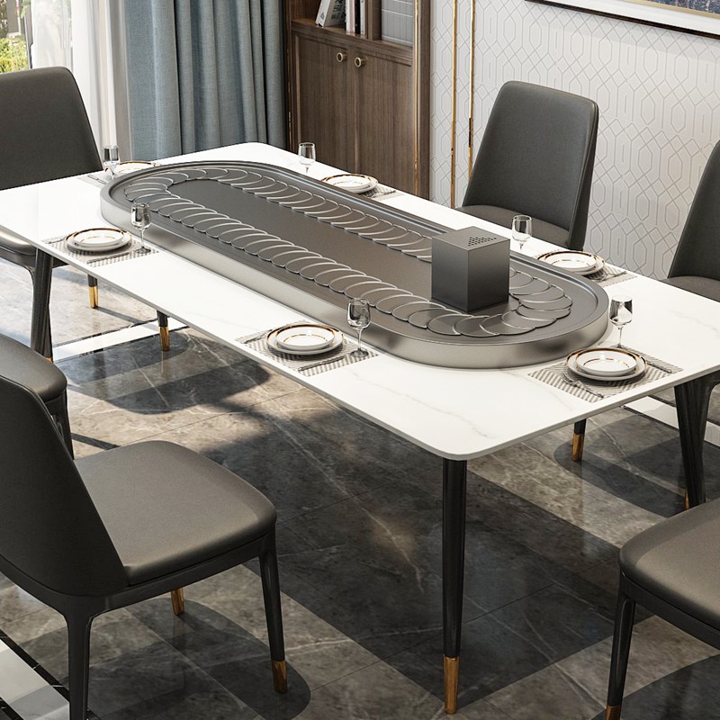 椭圆自动传菜转盘 长方形电动餐桌传送带 长桌转盘长条桌机芯家用