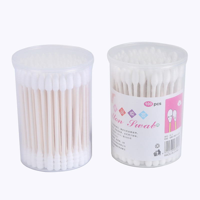 Boxed Double-Head Cotton Swabs Ear Removing Makeup Disinfection Degreasing Cotton Mainboard Disposable Pointed Head Home Tampon