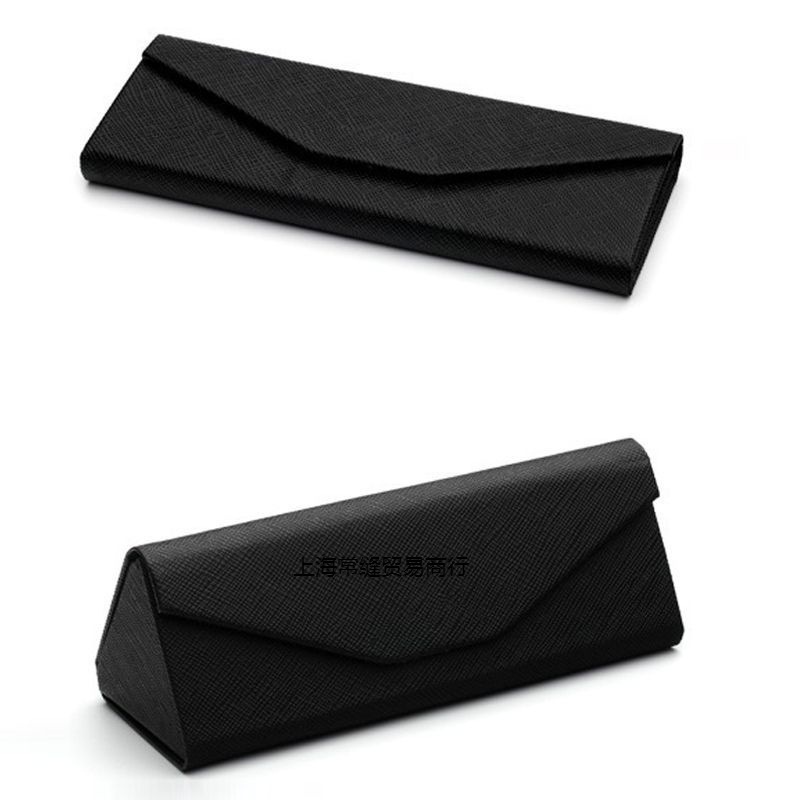 太阳镜镜盒黑色便携休闲抗压三角形折叠男女款简约眼镜盒送镜布热