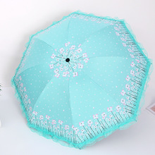 X6RO蕾丝公主太阳伞黑胶防紫外线遮阳伞折叠超轻小巧便携两用