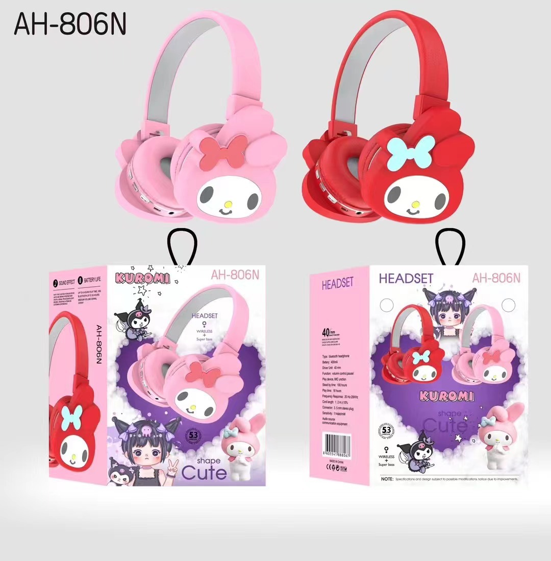 new creative cute cartoon pattern children student wireless headphone head-mounted bluetooth headset cross-border hot