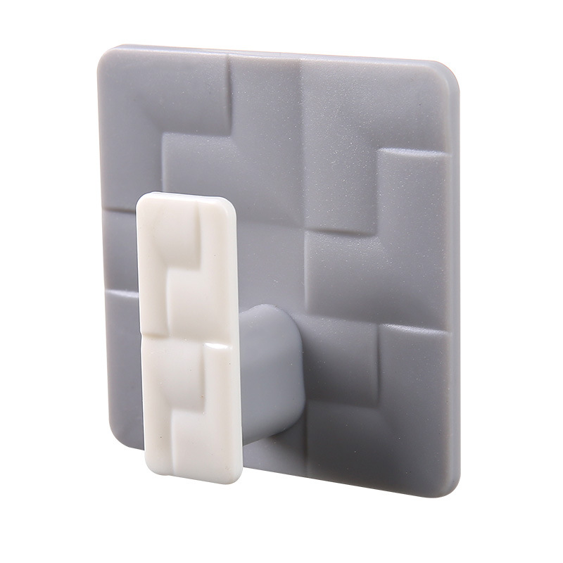 Contrast Color Hook Square Non-Marking Strong Sticky Hook Kitchen Storage Hook Nail-Free Bathroom Sticky Hook behind the Door Hanging Coat Hook