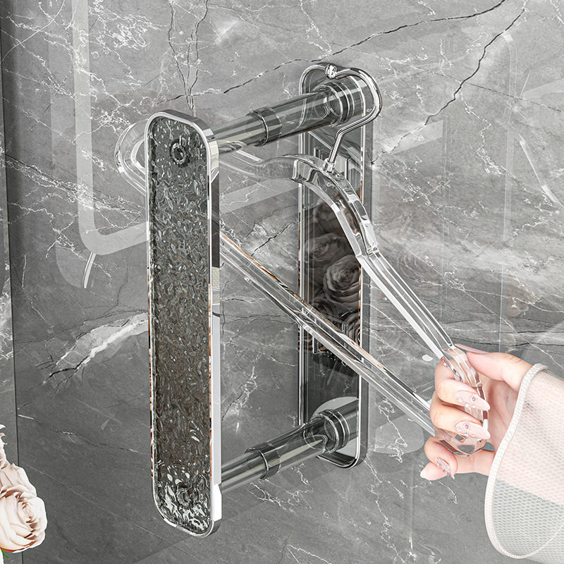 衣架收纳神器壁挂免打孔阳台收纳架卫生间衣架挂杆伸缩墙上挂衣架