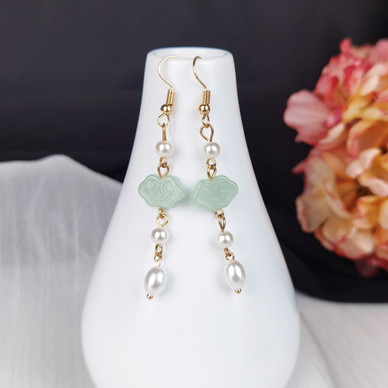 古装耳饰汉服耳钩超仙气祥云流苏耳环古风少女耳夹汉服耳坠配饰品