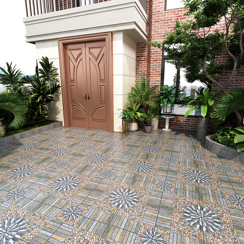 仿鹅卵石地砖400x400瓷砖别墅花园庭院阳台仿古砖室外防滑地板砖