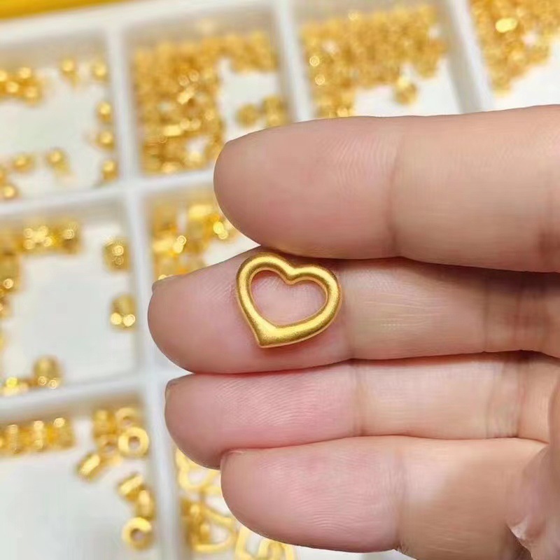 3d硬金黄金爱心吊坠项链足金999 5g桃心镂空配件批发