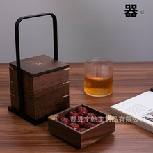 木制干果盒复古中国风点心盒手提式木制月饼盒多层木制点心盒