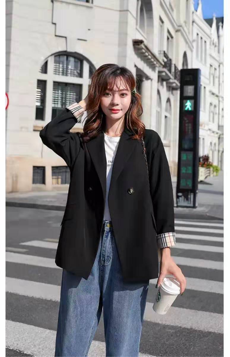 包邮黑色小西装外套女秋装2019年新款韩版宽松百搭休闲上衣英伦风