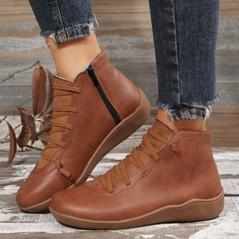 2023 Autumn and Winter New plus Size Martin Boots Mid-Top Fashion Easy to Match European and American Booties Leisure Boots Flat Bottom Fashion Boots