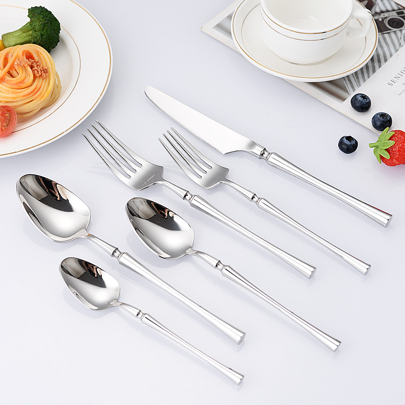 Cross-Border Amazon Small Waist 304 Stainless Steel Spoon Tableware Knife, Fork and Spoon Suit Thickened Steak Knife Four-Piece Set