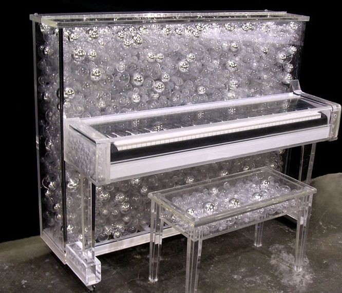 私人定制高端透明钢琴透明7彩发光钢琴创意浪漫有机玻璃钢琴