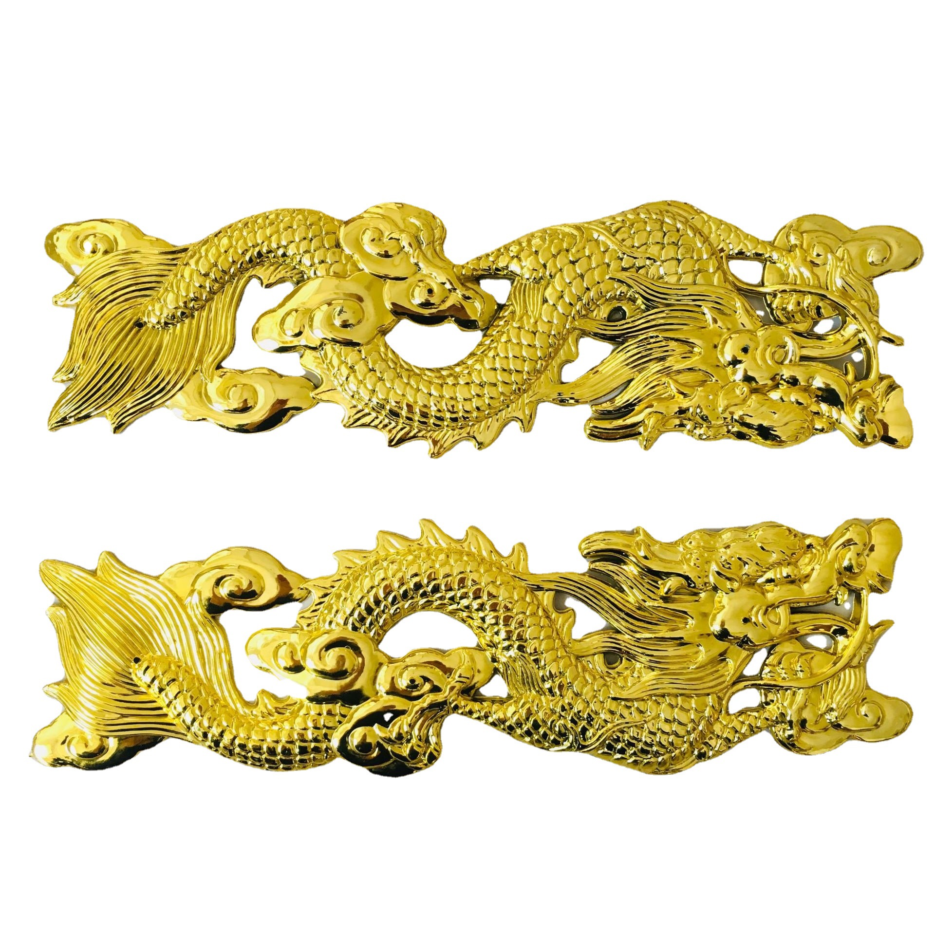 低价批发棺材装饰品 小龙凤带珠 寿材用品塑料镀金云洋殡葬批发