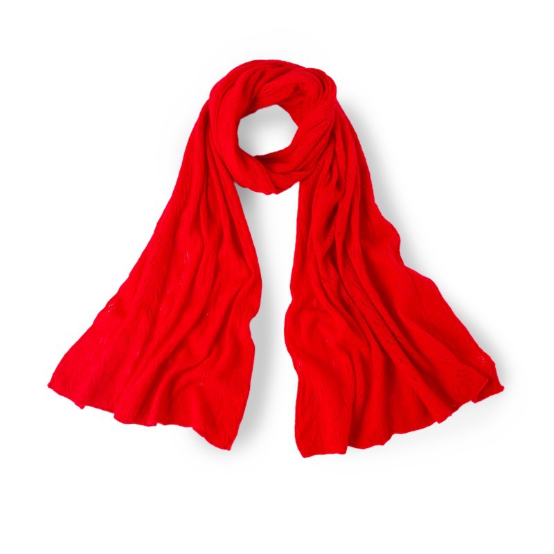 100%纯羊绒女围巾镂空纯色保暖披肩针织围脖时尚长款外搭秋冬新款