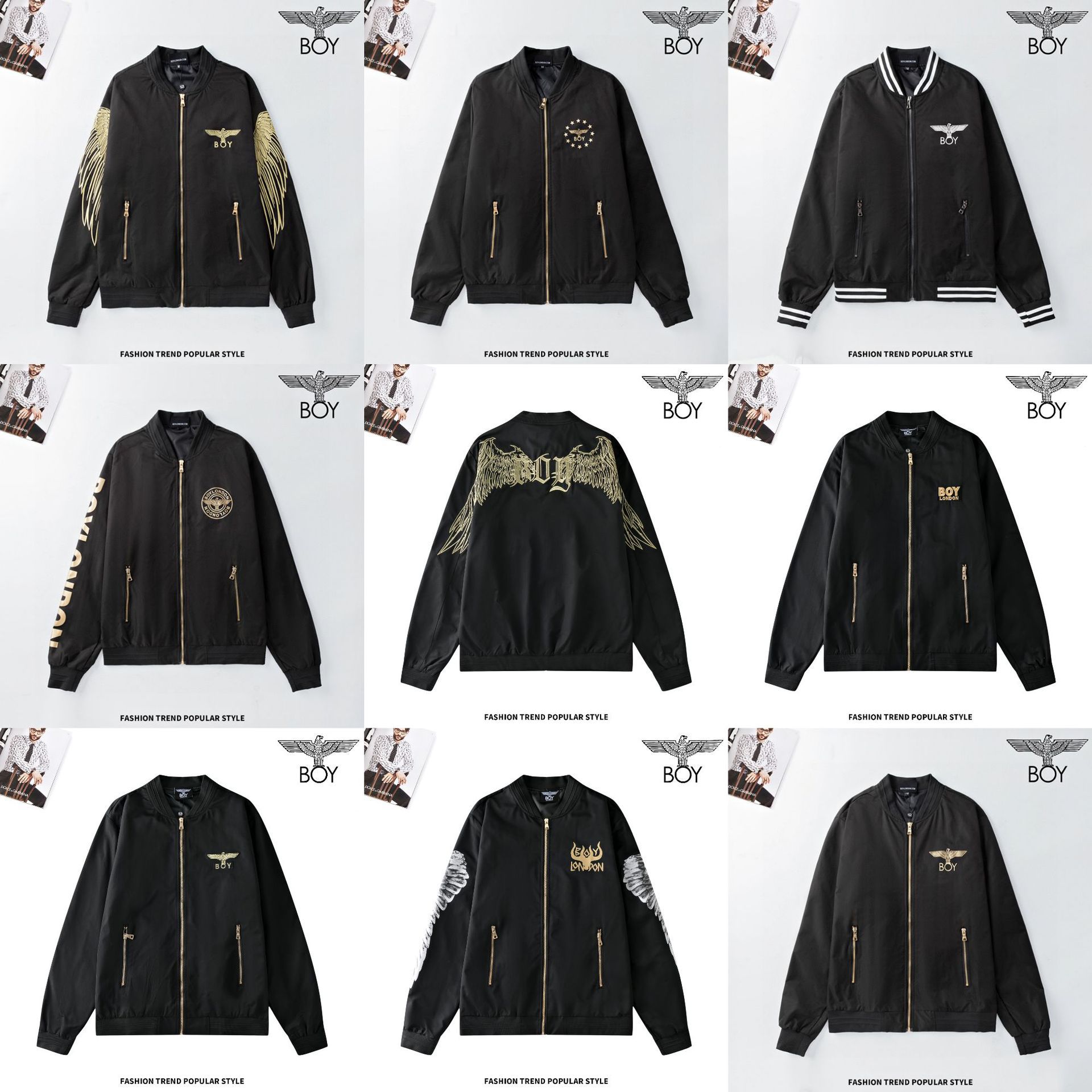 秋冬潮牌boy多款刺绣印花飞行员夹克男女情侣棒球服立领外套学生