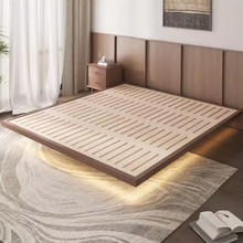 白蜡木纯实木床榉木排骨架北欧1米5全实木床无床头悬浮床2024新款