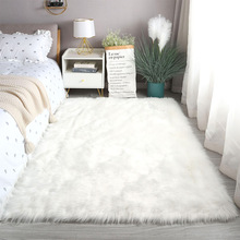 简约白色长毛绒地毯卧室床边厚坐垫拍摄道具仿羊毛橱窗装饰毛