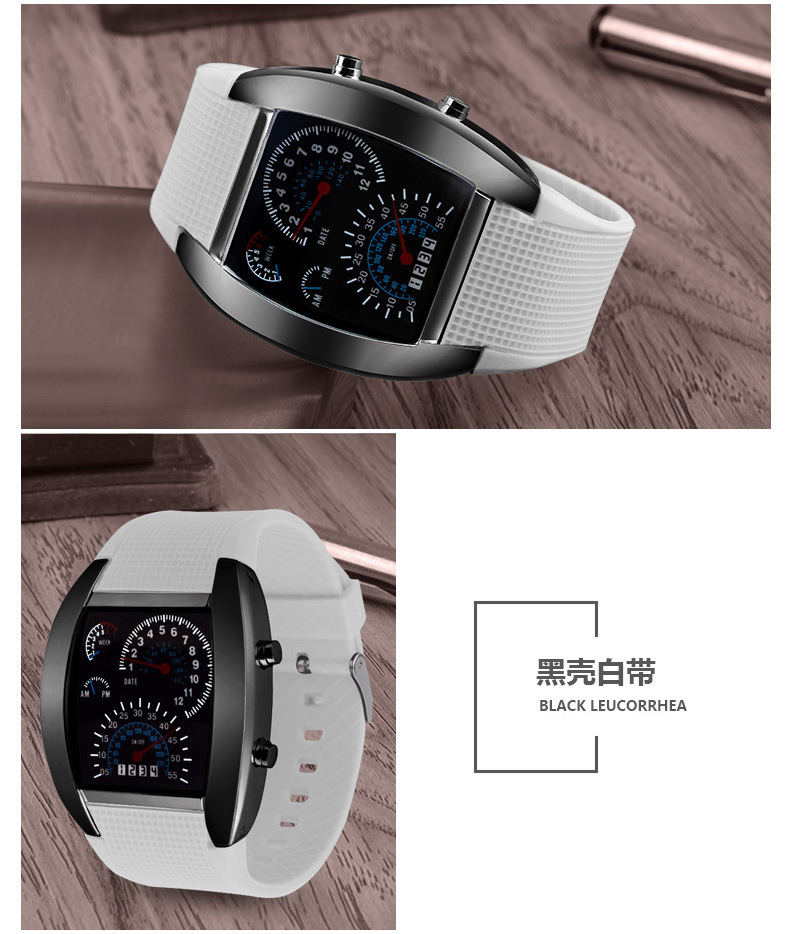 批发led太空飞行员手表手表男士二进制扇形仪表盘led手表