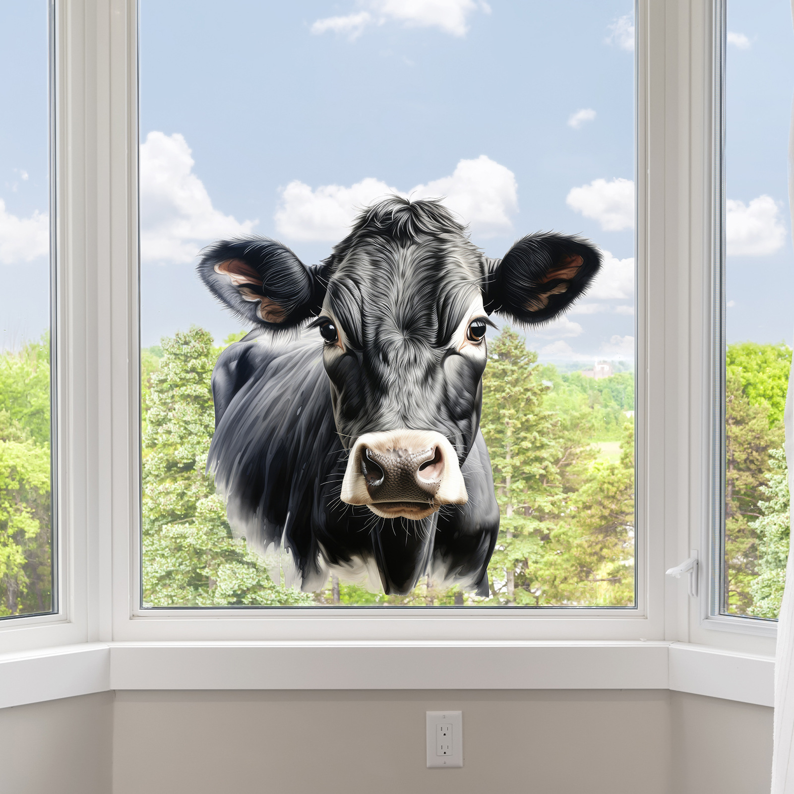 新款ms-gam027个性创意动物牛头玻璃门窗家居装饰墙贴自粘可移除