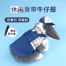 宠物兔子荷兰猪垂耳兔衣服饰品 侏儒兔幼兔牛仔服饰牵引绳