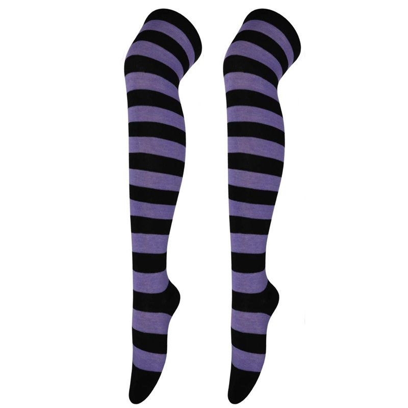 European and American Socks Stockings Women Japanese Style Stripe Knee Socks Thigh Socks Cosplay Anime Women's Socks Cross-Border