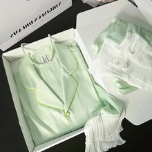 真丝睡衣女夏季新款短袖韩版网红ins甜茶冰丝薄款夏天家居服套装