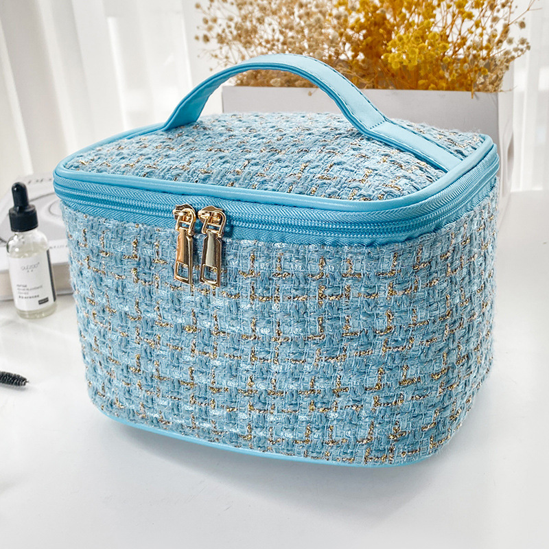 New Korean Style Plaid Portable Classic Style Cosmetic Bag Large Capacity Portable Toiletry Bag Makeup Box Travel Wholesale