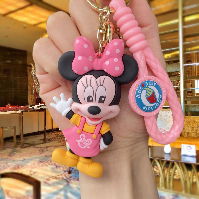 New Mickey Minnie Cartoon Key Button Cute Donald Duck Toy Bag Package Pendant Car Key Chain Small Gift