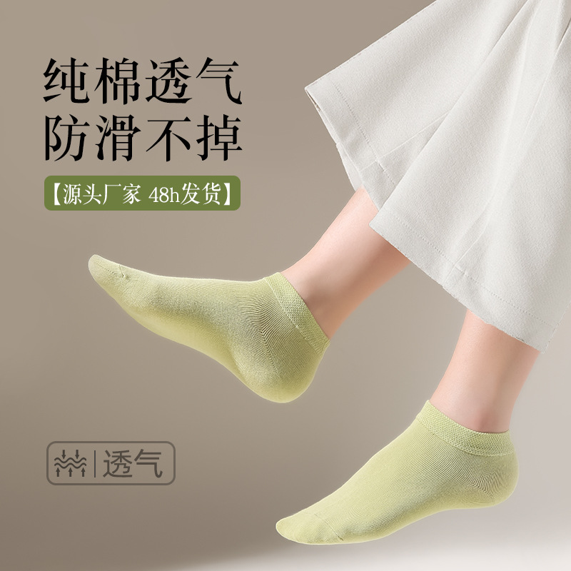 Solid Color Socks Women's Socks Spring and Summer Thin Cotton Anti-Pilling Low Top Invisible Socks Ankle Socks Women's Socks Wholesale