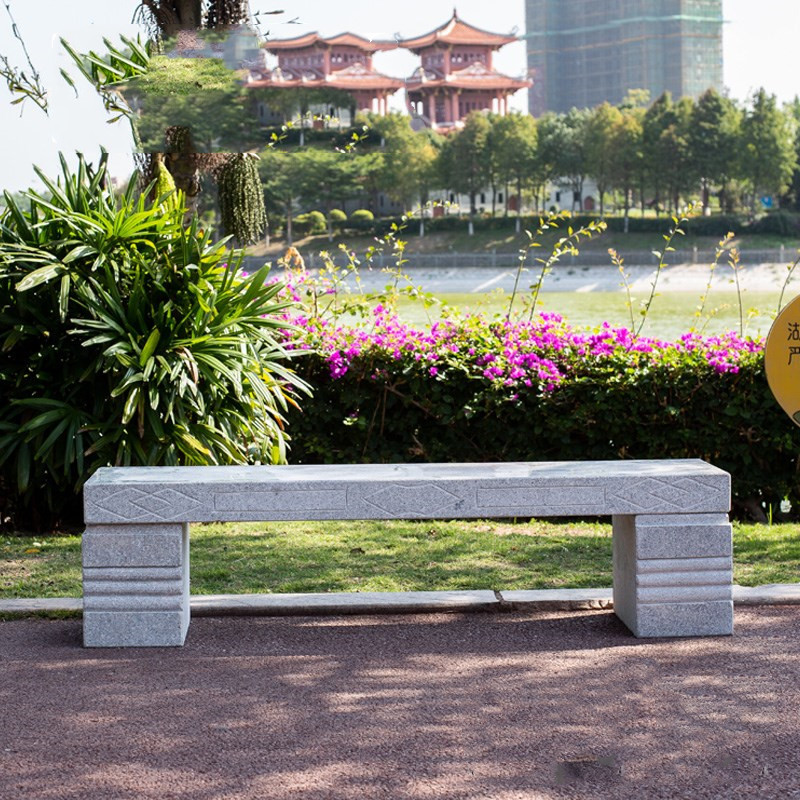 户外庭院石头椅子长条大理石雕花园别墅家用广场阳台公园石凳石椅