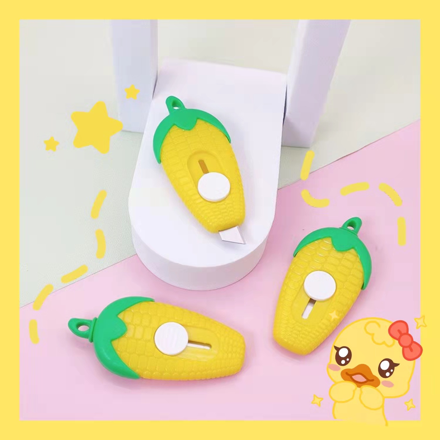 Cartoon Corn Small Size Split Express Unpacking Knife Wholesale Mini Art Knife Student Cute Wallpaper Knife Paper Cutter